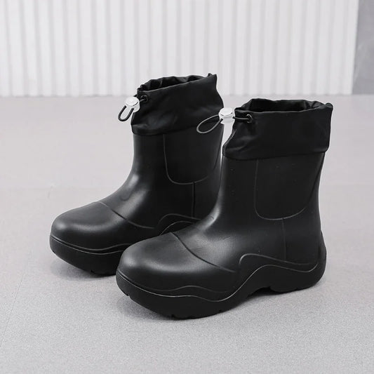 2025 New Women Rain Boots Autumn Platform Shoes Waterproof Kitchen Shoes Comfortable Female Ankle Boot EVA Windproof Women Boots