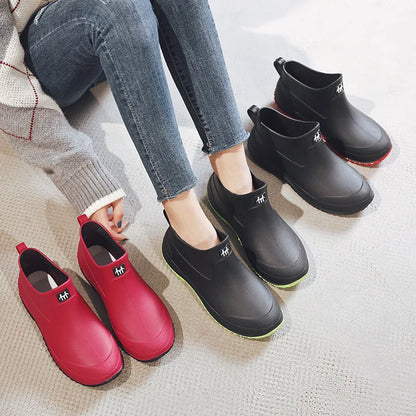 Women's Ankle Rain Boots Summer Wear-resistant Anti-Slip Couple Men And Women Short Rubber Boots Suitable For Outdoor Camp