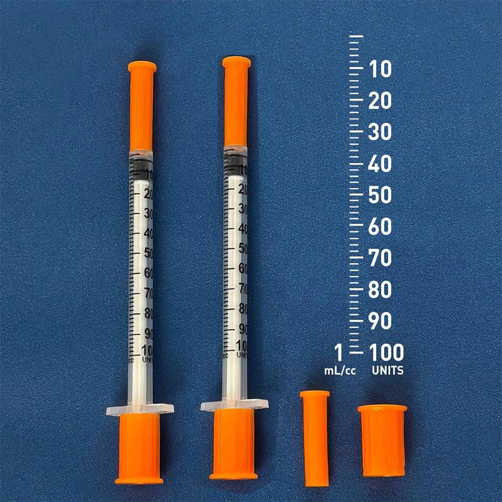 100Pcs 1ml Sterile Insulin Syringe, Individually Wrapped Plastic Syringe for Pet Veterinary Lab Industrial Dispensing