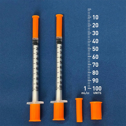 100Pcs 1ml Sterile Insulin Syringe, Individually Wrapped Plastic Syringe for Pet Veterinary Lab Industrial Dispensing