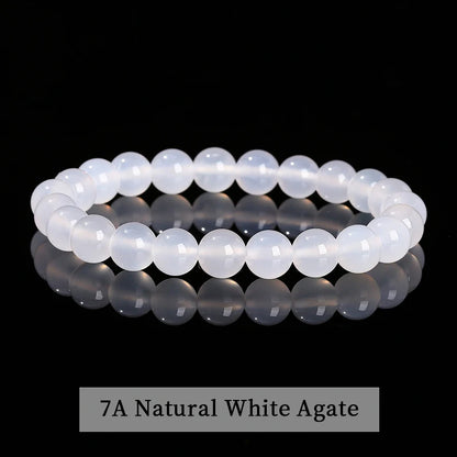 JD Natural Stone Beads Bracelet Amethyst Tiger Eye Crystal Quartz Agate Gem Beads Bangles Women Men Reiki Healling Jewelry Gift