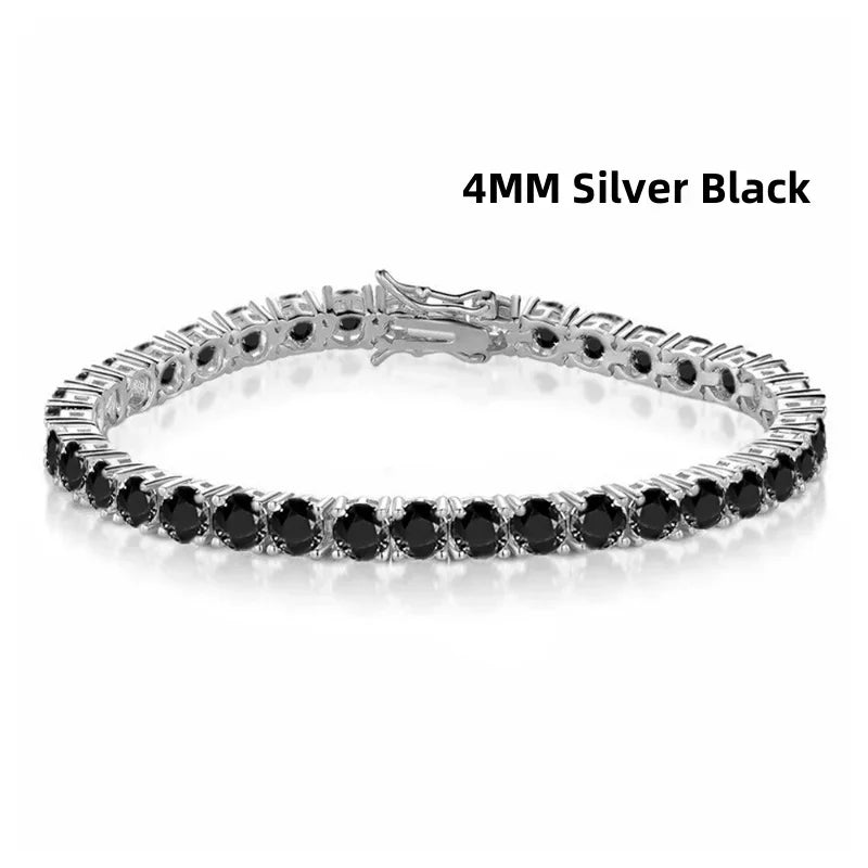 Great Sale Real S925 Sterling Silver Plated 18K Gold 5A Grade Zircon Black Tennis Bracelet for Men and Women Fashion Jewelry