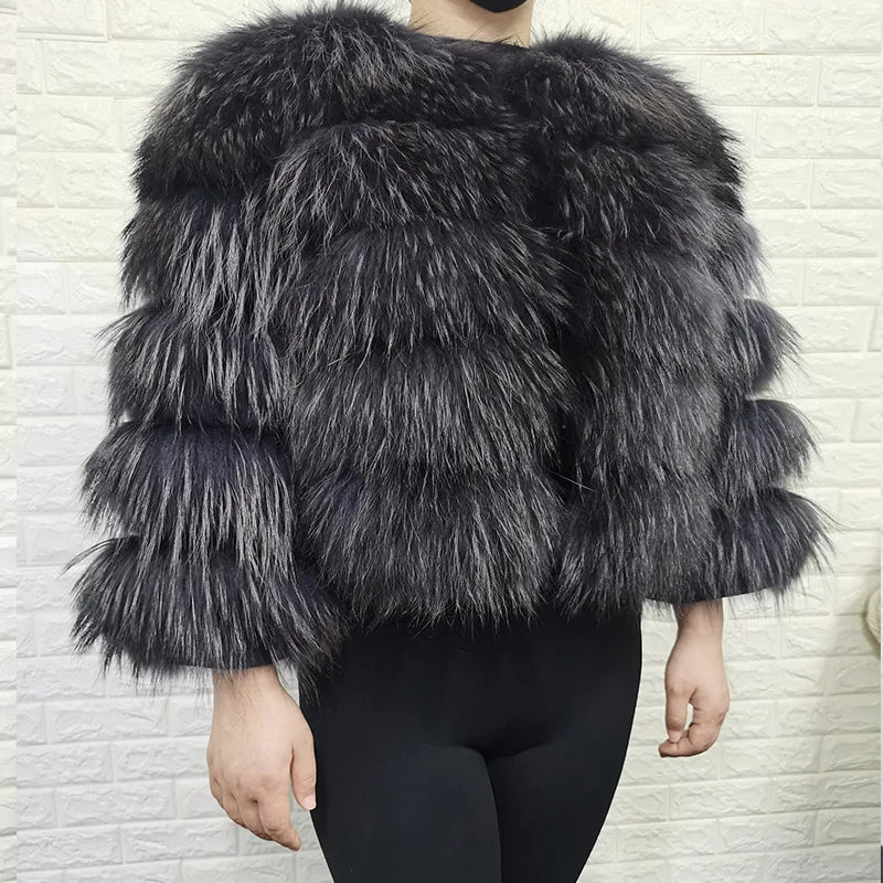 2026 Maomaokong Super Hot Winter Women Luxury Thick Real Raccoon Fur Coat Natural Fox Fur Jacket Plus Size Jackets Female Vest