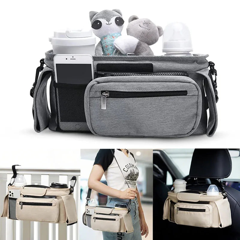 Baby Stroller Storage Large Capacity Travel Hanging Bag Mummy Bag Phone Bottle Holder Pram Diaper Bags Baby Stroller Accessories