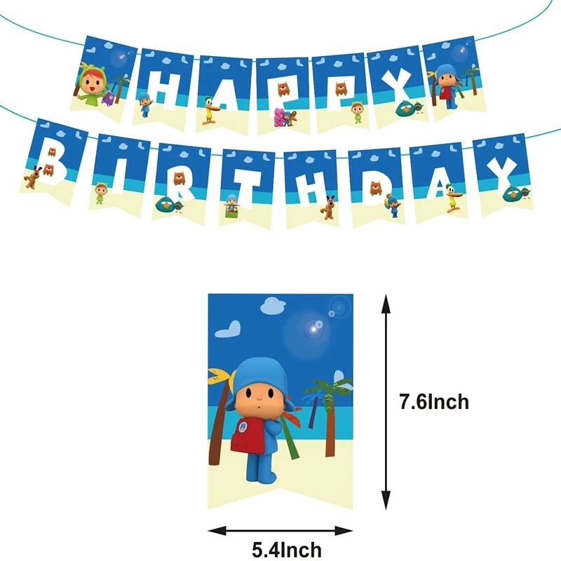 Pocoyoed Foil Air Balloons Eily Pato Latex Ballons Elephant PP Party Happy Birthday Banner Baby Shower Decoration Kids Boys Toys