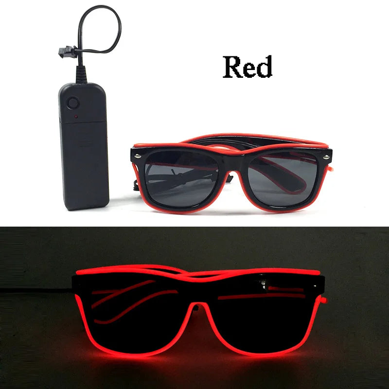1PC Light Up LED Glasses Glow Sunglasses EL Wire Neon Glasses Glow in The Dark Party Supplies Neon Party Favors for Adults