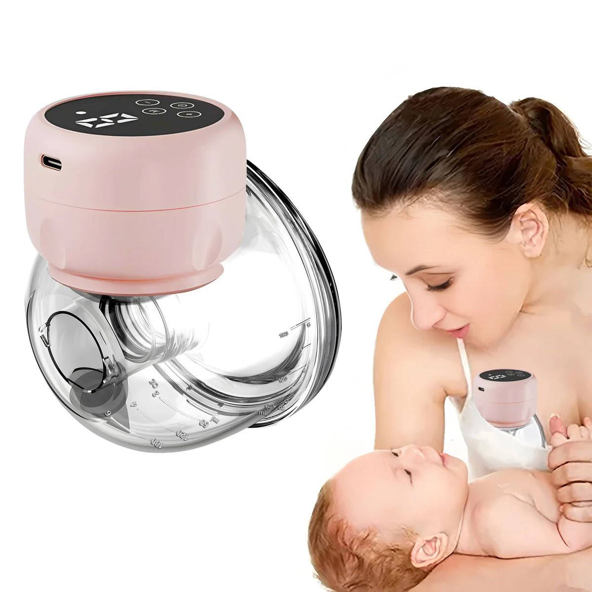 1PCS Wearable Breast Pump Hands Free Silent Comfort Electric Breast Pump Portable USB Breast Milk Collector