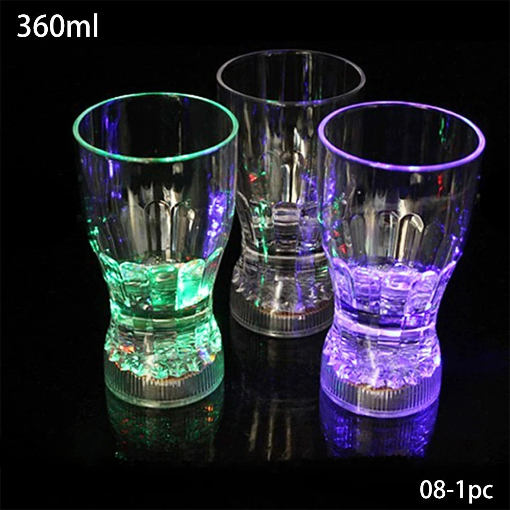 LED Flashing Glowing Mug - Wine Beer Whisky Drinking Cup with Built-in Party Light for Beverages Water Glass Decor