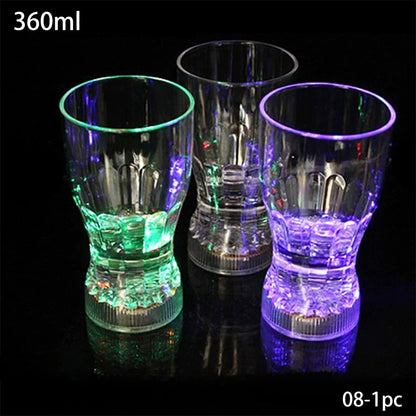 LED Flashing Glowing Mug - Wine Beer Whisky Drinking Cup with Built-in Party Light for Beverages Water Glass Decor