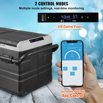 SucceBuy 115L Car Refrigerator Car Refrigerator Fridge Dual Zone Freezer with Wheels and Handle -4℉-68℉ 12/24V DC