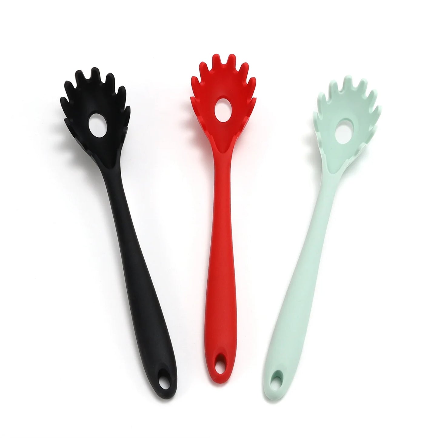 11.2 inch Pasta Fork Premium Silicone Spaghetti Strainer Heat Resistant Noodle Spoon Server Food Grade Kitchen Cooking Tools
