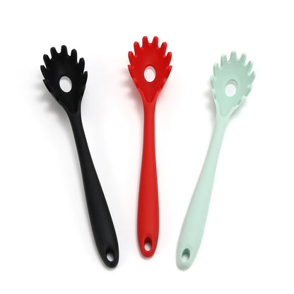 11.2 inch Pasta Fork Premium Silicone Spaghetti Strainer Heat Resistant Noodle Spoon Server Food Grade Kitchen Cooking Tools