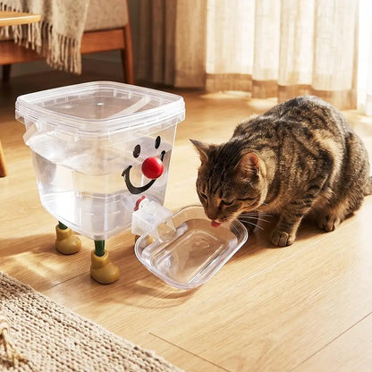 3L Cute Clown Gravity Automatic Pet Water Dispenser, Thickened Dog Cat Auto Water Feeder with Detachable Clear Drinking Bowl