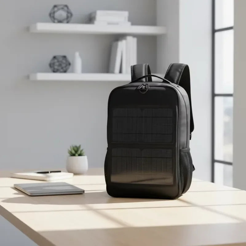 Large Capacity Waterproof Nylon Backpack with Solar Panel Power Supply USB Charging Port for Hiking Travel Outdoor Adventure