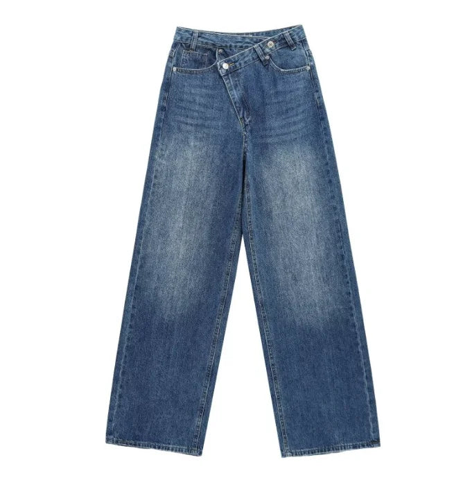 HH 2025 Summer Women's Fashionable Straight Jeans High Waist Vintage Zipper Women's Casual Jeans Commuting Streetwear Y2K