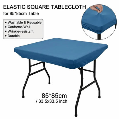 Stretch Spandex Square Tablecloth Wrinkle Resistant Solid Color Fitted Table Cloth Washable Elastic Table Cover Outdoor Event