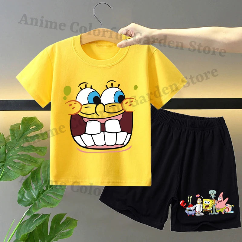 2pcs Spongebobs Squarepants Short Sleeved Shorts Set for Children