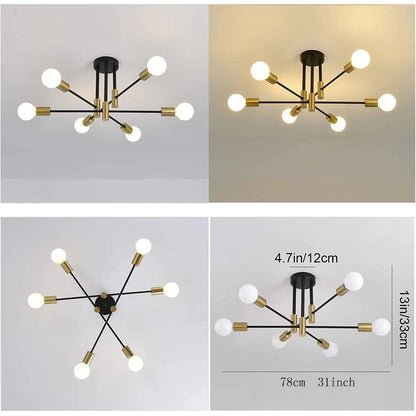 Retro Industrial Wrought Iron Ceiling Chandeliers LED Ceiling Lamp Home Luminaire Modern Living Room Lamps E27 Decoration Lights