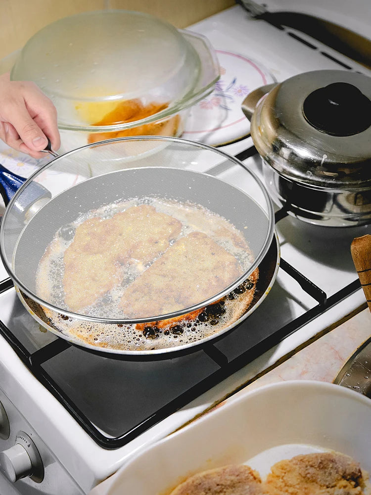 3/4Pcs Cooking Frying Stainless Steel Anti Splatter Guard Oil Net Grease Splatter Screen Pan Mesh Guard Screen Splash Cover Set