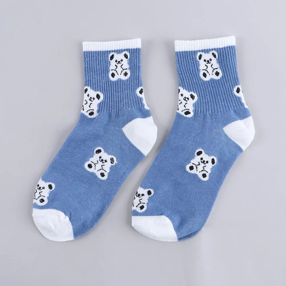 Comfortable Casual Fashion Autumn Cartoon Winter Cotton Sport Women Hosiery Middle Tube Socks Bear Socks Couple Socks