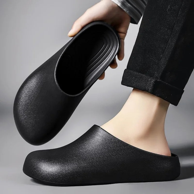 Home Outdoor Clogs for Men, All-Season Non-Slip Waterproof Half-Slippers, Chef Shoes for Work and Outdoor Wear