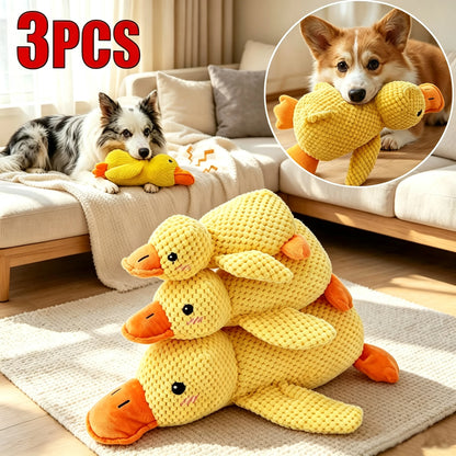 1/3pcs Yellow Duck Dog Toy Chew Resistant Interactive Pet Plush Toy with Quacking Sound For Aggressive Dog Grinding Teeth