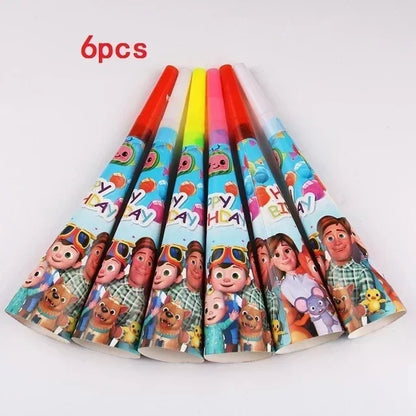 Cocomelon Balloon JJ Melon Watermelon Toy Happy Birthday Banner Party Decoration Backdrop Cake Topper JOJO Disposable Tableware