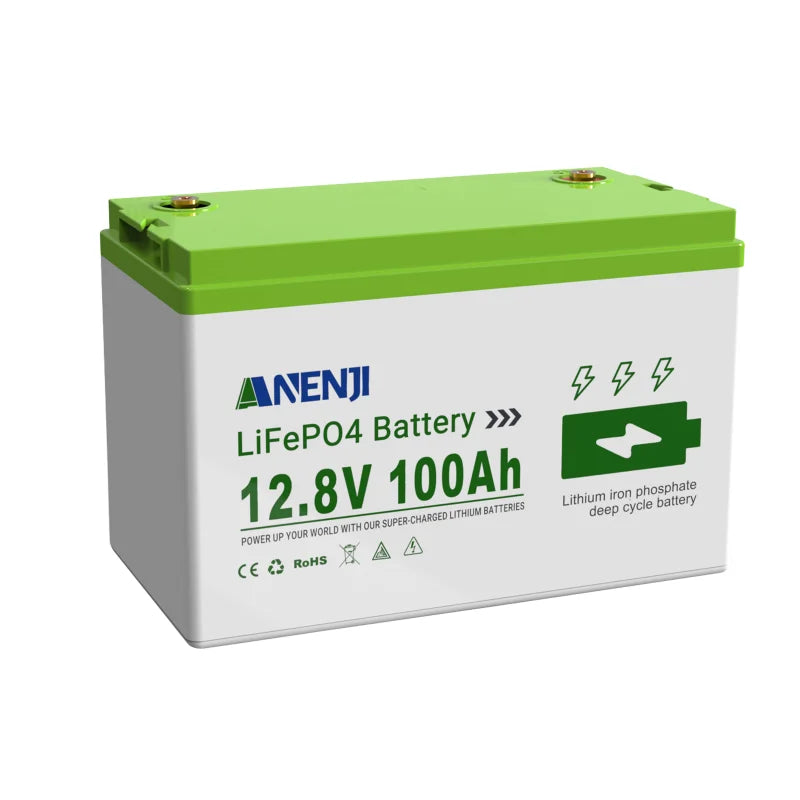 ANENJI 24V 12V 100Ah LiFePO4 Solar Battery Lithium Battery Pack Built-in BMS Grade A Cells 6000+ Cycle For Home Energy Storage