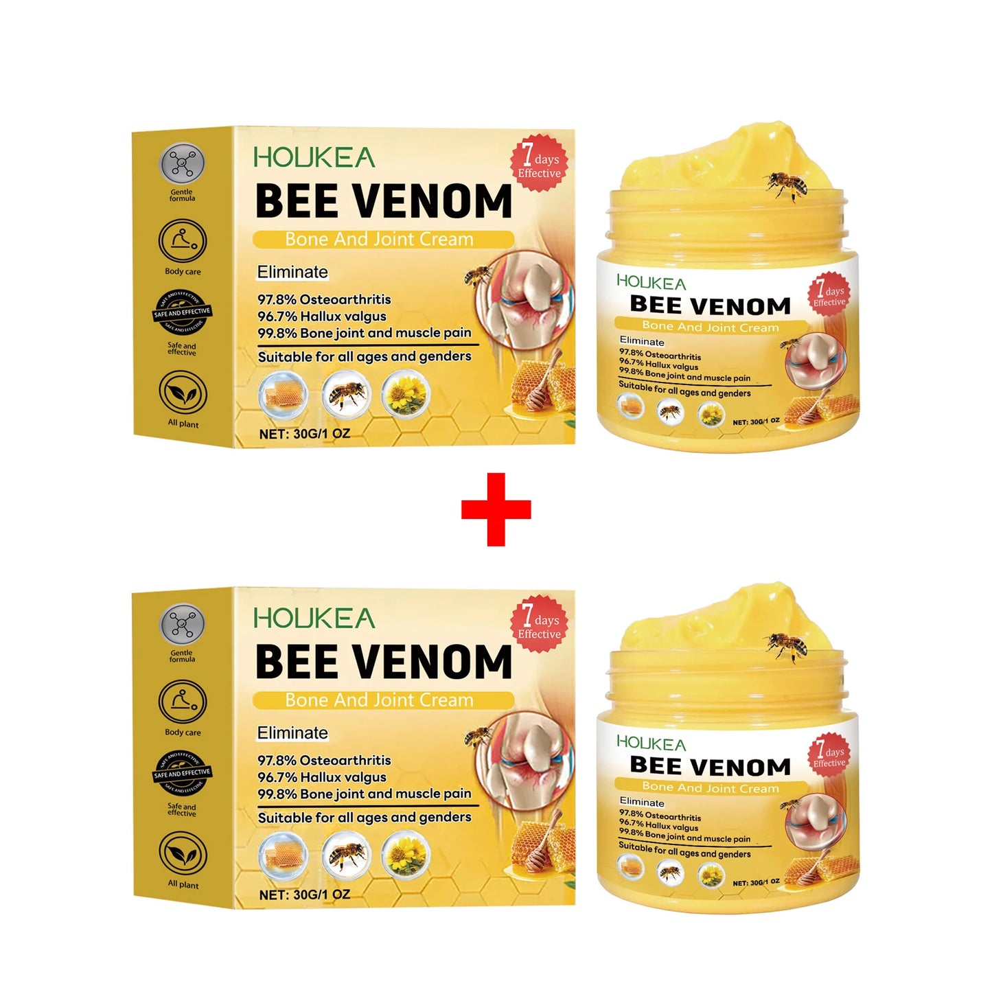 Houkea Bee Venom Joint Bone Care Cream Repair Muscle Hurt Relief Rheumatoid Pain Arthritis Treatment Body Knee Soothing Creams