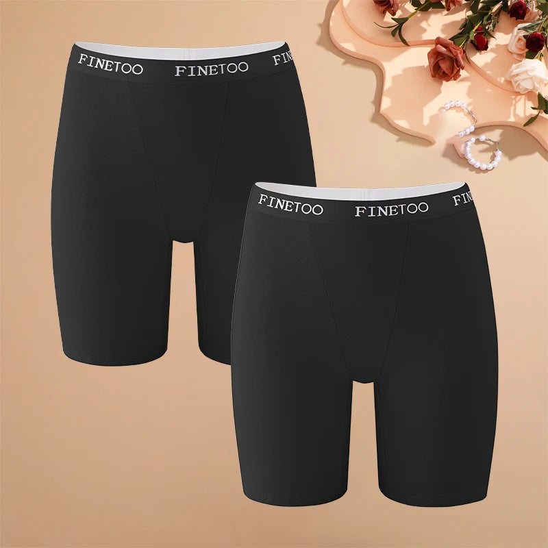 2pcs Women's High Waisted Boxer Briefs Cotton Plus Size Panties Sexy Elastic Waistband Sports Shorts Casual Comfortable Lingerie