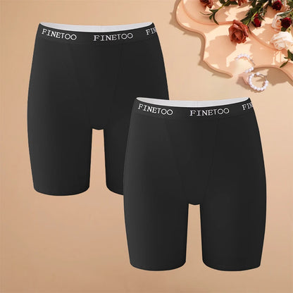 2pcs Women's High Waisted Boxer Briefs Cotton Plus Size Panties Sexy Elastic Waistband Sports Shorts Casual Comfortable Lingerie