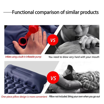 Outdoor Camping Sleeping Pad Folding Sleep Mat Beach Inflat Mattress with Pillows Ultralight Air Mat Travel Hiking New
