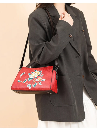 Luxury Designer Handbag Women Embroidered Shoulder Bag High-quality PU Diagonal Cross Bag Holiday Gift Office Handbag Handtasche