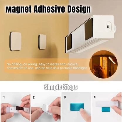 LED Motion Sensor Light Wireless USB  Rechargeable Night Light Portable Induction Lamp for Cabinet Wardrobe Staircase