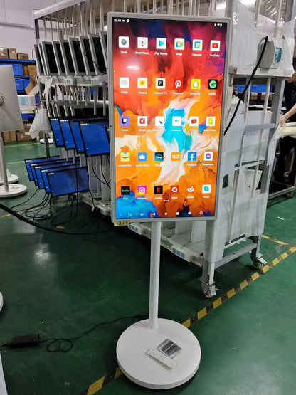 32 Inch Portable Smart Tv Full-color Rechargeable Touch Screen Monitor on Wheels Interactive Lcd Display for Home/Camping/Office