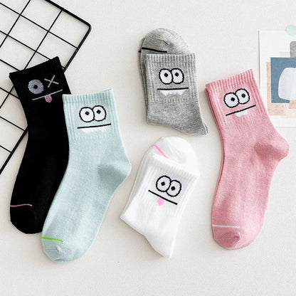 5 Pairs Women Fruit Print Socks Set Cute Casual Korean Fashion Kawaii Japanese Style Pumpkin Strawberry Banana Peach Avocado Sox
