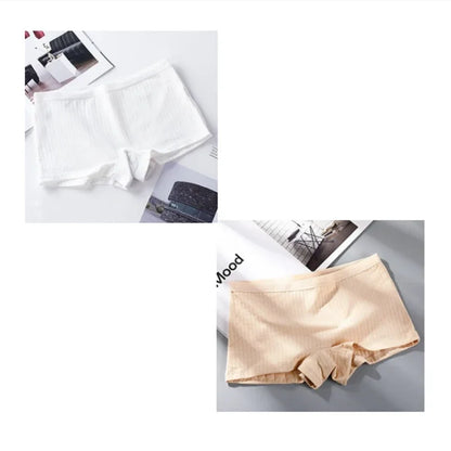 2Pcs Women Solid Cotton Boyshorts Female Soft Big Size Underwear Safety Pants Ladies Briefs Lingerie