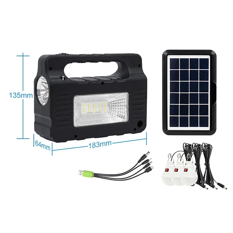 Outdoor Portable Solar Lighting System Power Generator 6W Solar Panel 3 LED Bulbs Emergency Solar Power Bank for Home Camping