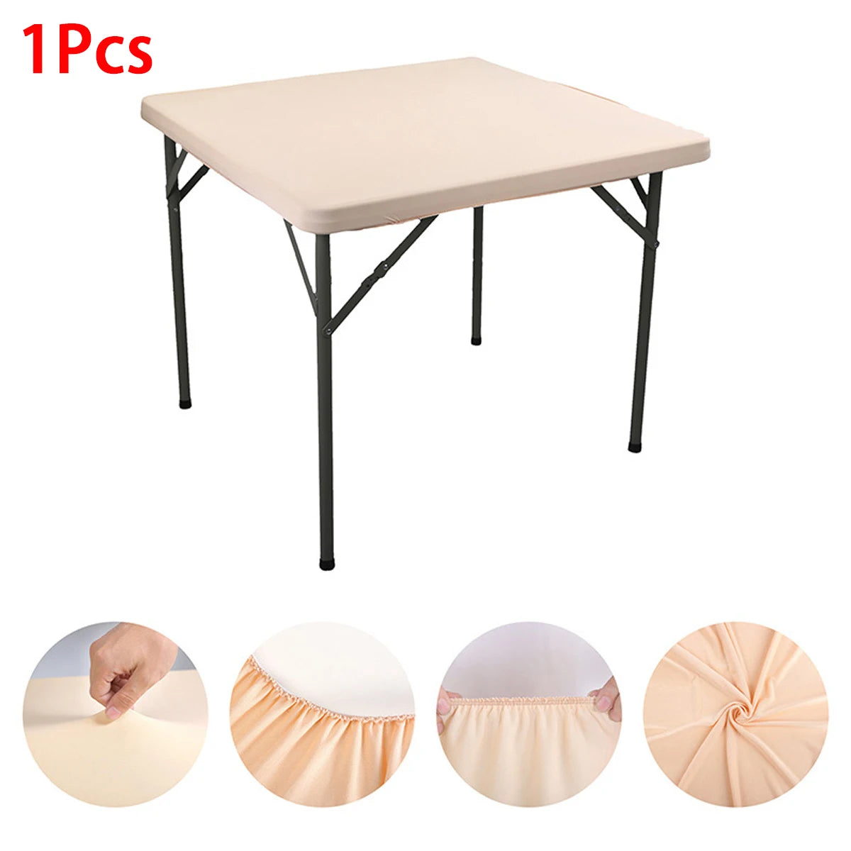 1Pcs Stretchy Square Table Cover, Washable Tablecloth For Party Dining, Cocktails Table, Birthday Wedding Party Decorations