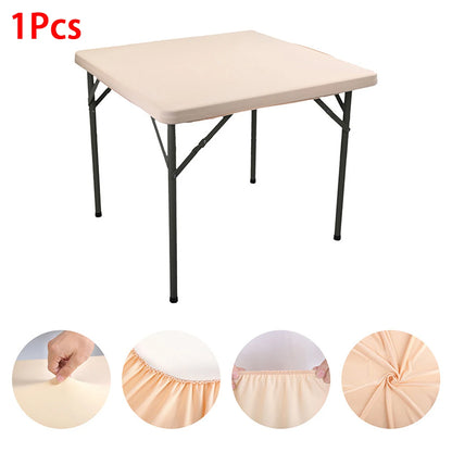 1Pcs Stretchy Square Table Cover, Washable Tablecloth For Party Dining, Cocktails Table, Birthday Wedding Party Decorations