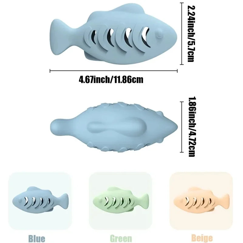 Fish-Shaped Cat Chew Toy - Dental Treat Dispenser Puzzle, Safe Silicone, No Battery, Interactive Pet Snack Game