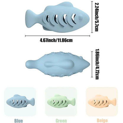 Fish-Shaped Cat Chew Toy - Dental Treat Dispenser Puzzle, Safe Silicone, No Battery, Interactive Pet Snack Game