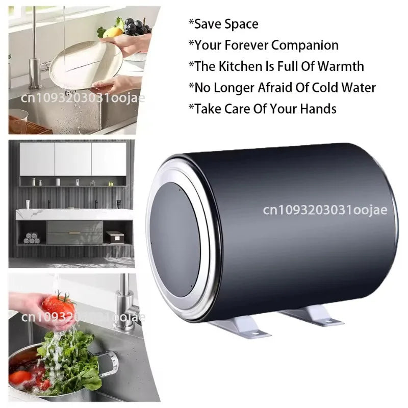 Electric Water Heater 10L 12V 220V 1500W Dual Voltage Hot Water Heaters With Display for Bathroom Shower RV Kitchen Heating