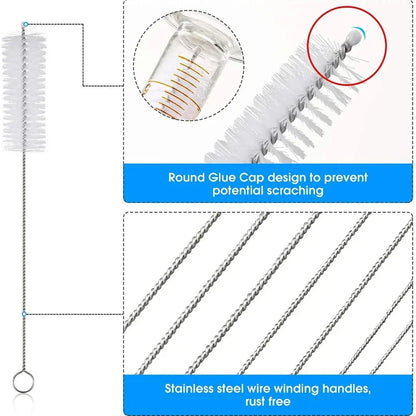 10pcs Pipe Tube Brush Pipe Cleaning Brushes Nylon Bristle Drinking Straws Cleaner Brush for Washing Kettle Spout Teapot Nozzle