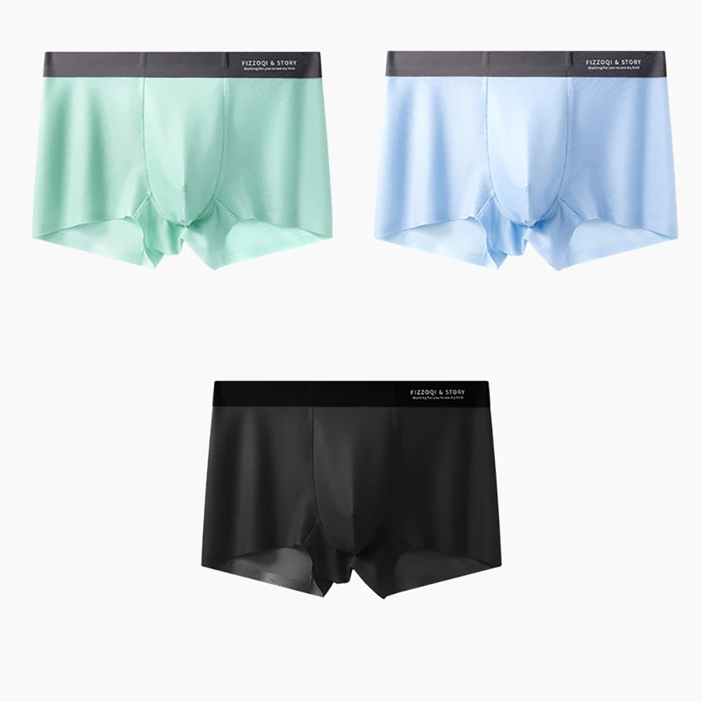 1/3PCS Ultra-thin Ice Silk Quick-dry Underwear Man Smooth Seamless Men's Panties Breathable Antibacterial 3D Silk Crotch Boxers