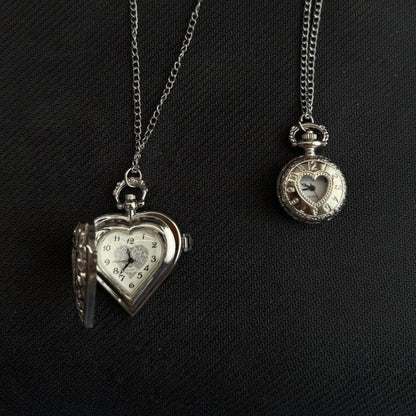 Original Hollow Heart Pocket Watch Chain Keychain Design Steampunk Clock Vintage Necklace Pendant Jewelry Watch Men Women Gift