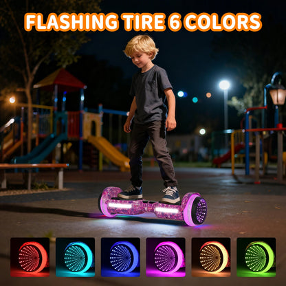 Commugo Electric Scooter All Terrain Self-Balancing Scooter with Bluetooth Speaker and LED Lights, 300W X 2 Hoverboard 7.5mph for kids adults