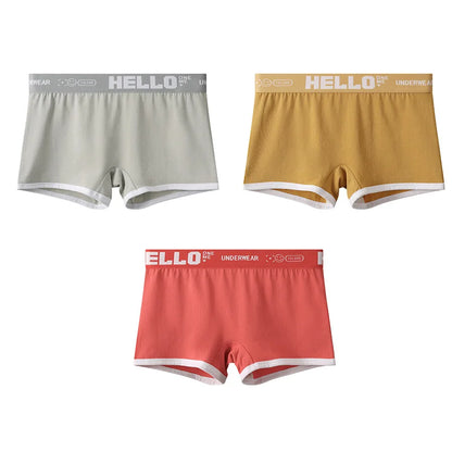 3pcs Set Womens Cotton Boyshorts 45-80kg Boxer Shorts Comfortable Underwear for Women Girl Student Breathable Soft Sexy Panties