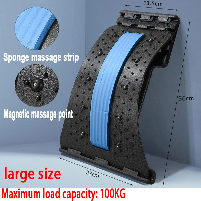 4-Level Adjustable Back Stretcher Lumbar Support Massage Roller with Sponge Strip for Spine Relax Home Office Yoga Aid