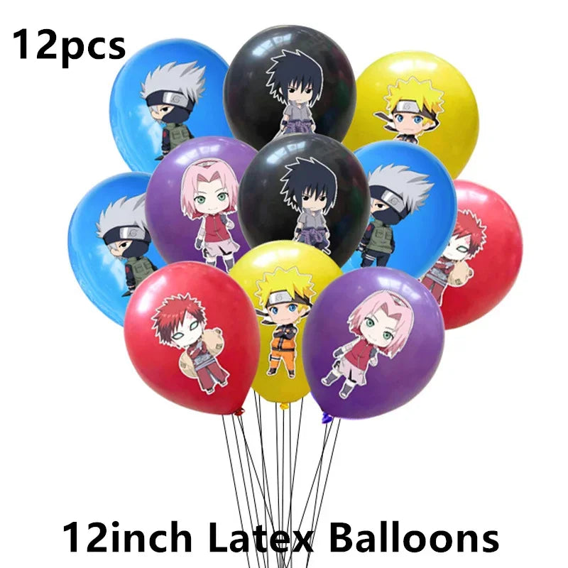 Naruto Kakashi Balloons Uchiha Sasuke Ballons Happy Birthday Banner Party Decoration Kids Toy Cake Topper Disposable Tableware
